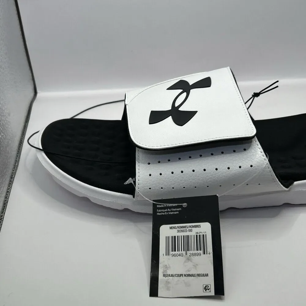 Under Armour Ignite Pro Slide Sandals Black White Men’s 17 UA Comfort NWT